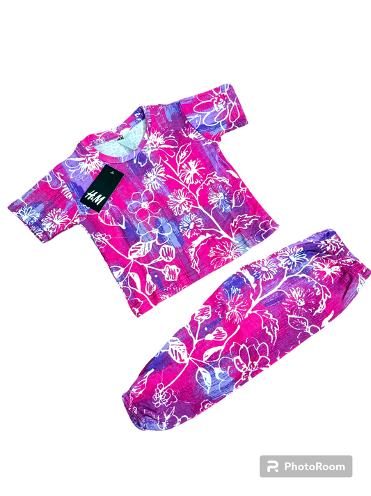 Pink floral summer tracksuit