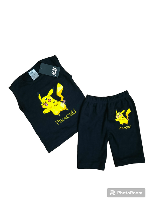 Black pokemon sando shorts suit