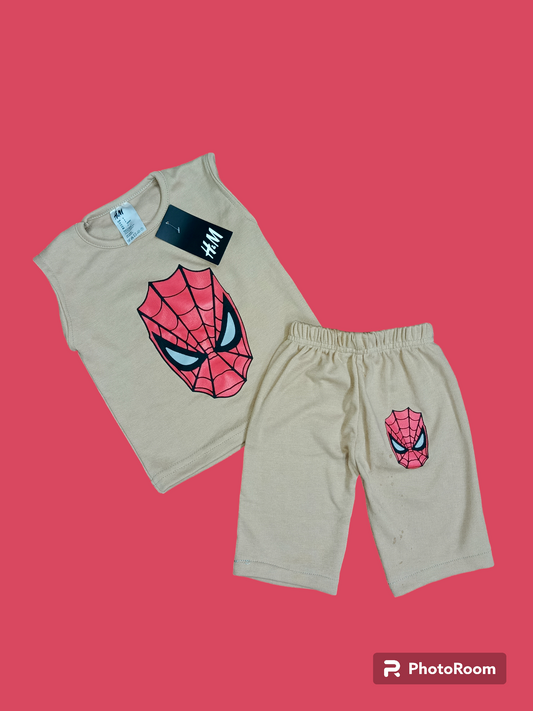 Brown spiderman sando shorts suit