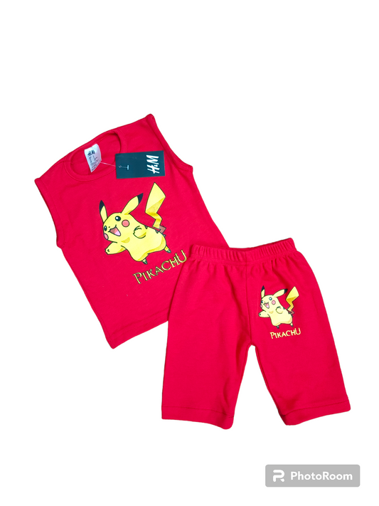 Red pokemon sando shorts suit