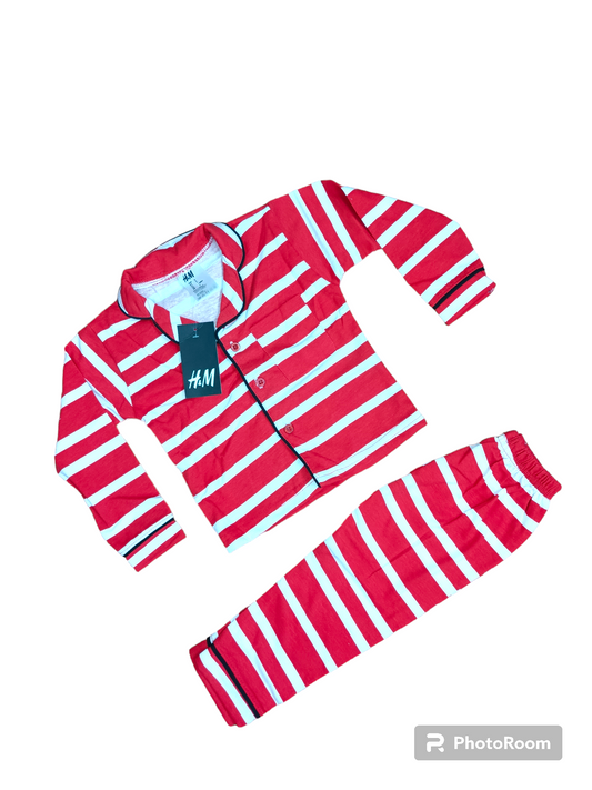 Red white stripes kids pj