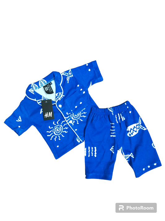 Royal blue shorts summer suit