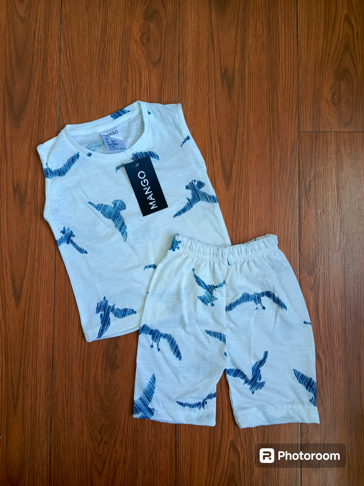 Blue white eagle sando suit