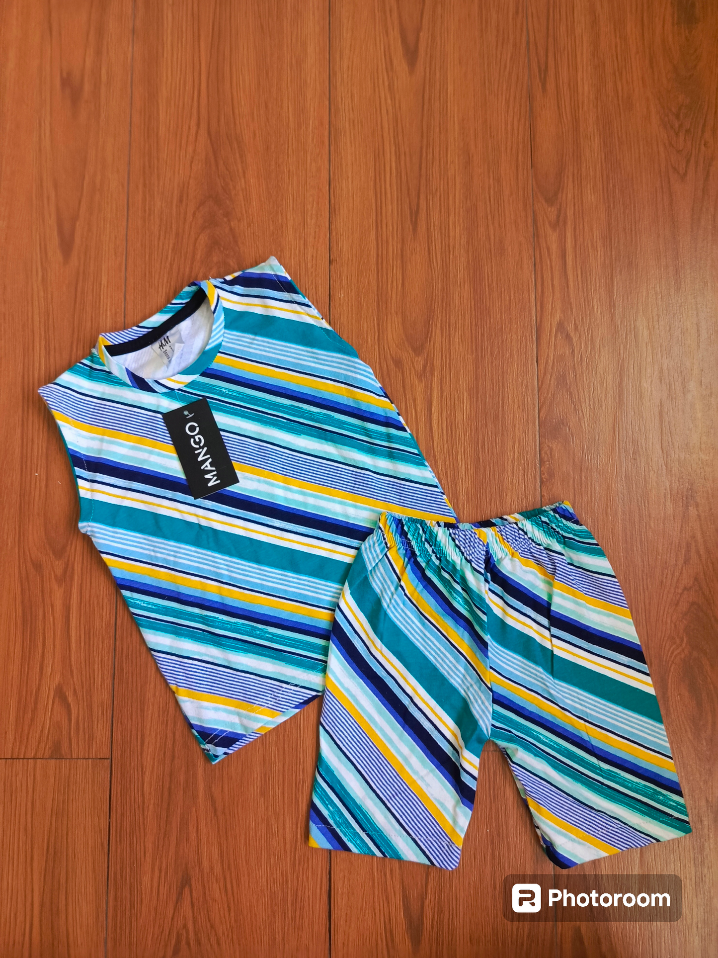 Green stripes sando suit