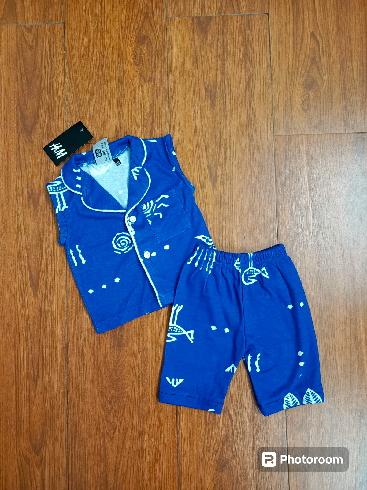 Royal blue sando button suit