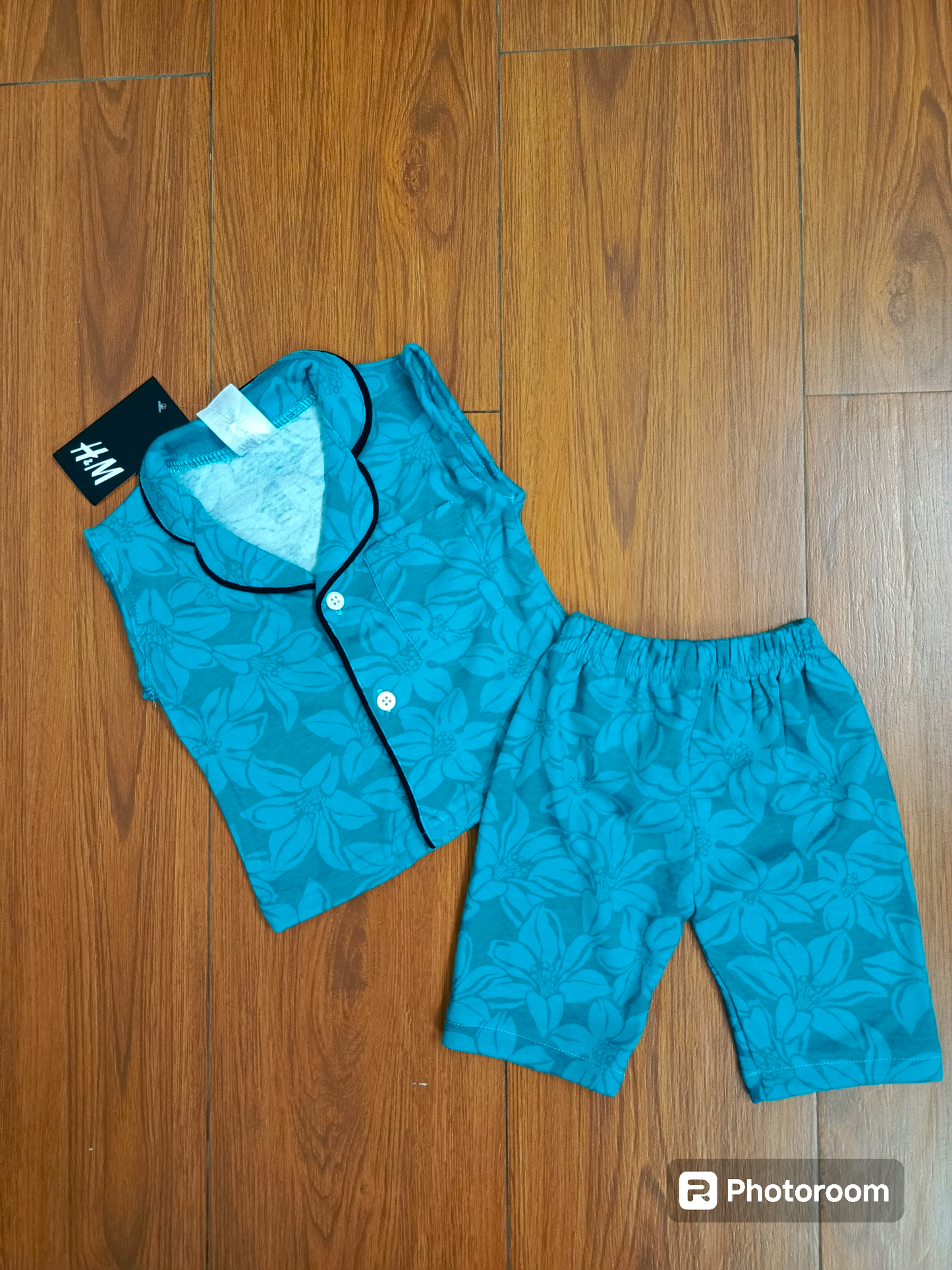 Sea green sando button suit