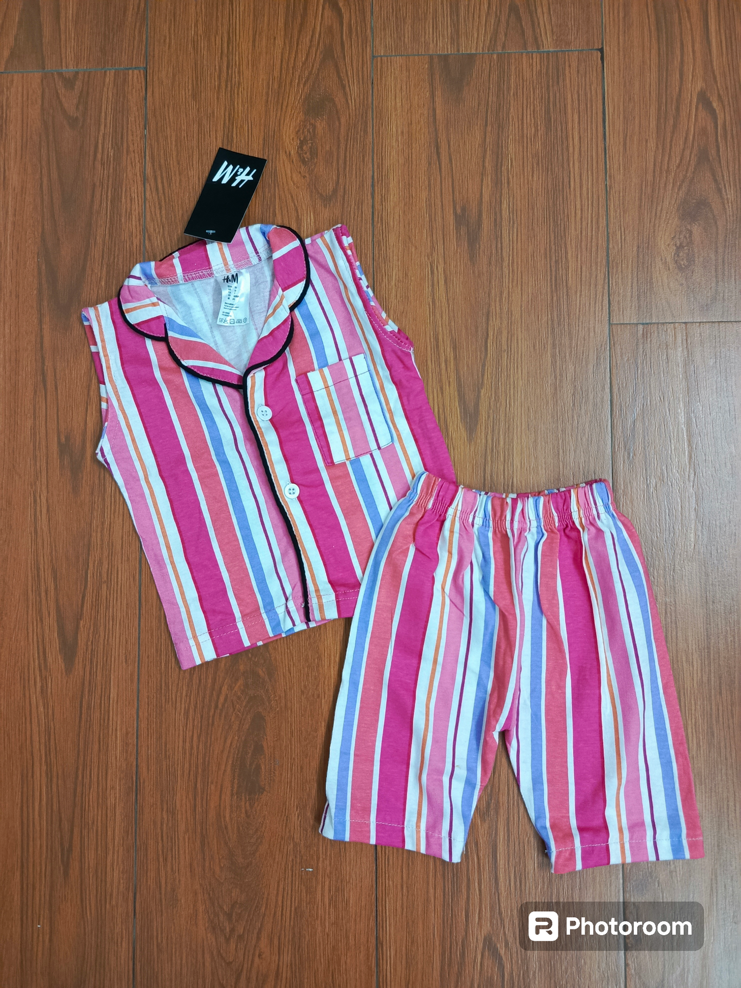 Pink stripes sando button suits