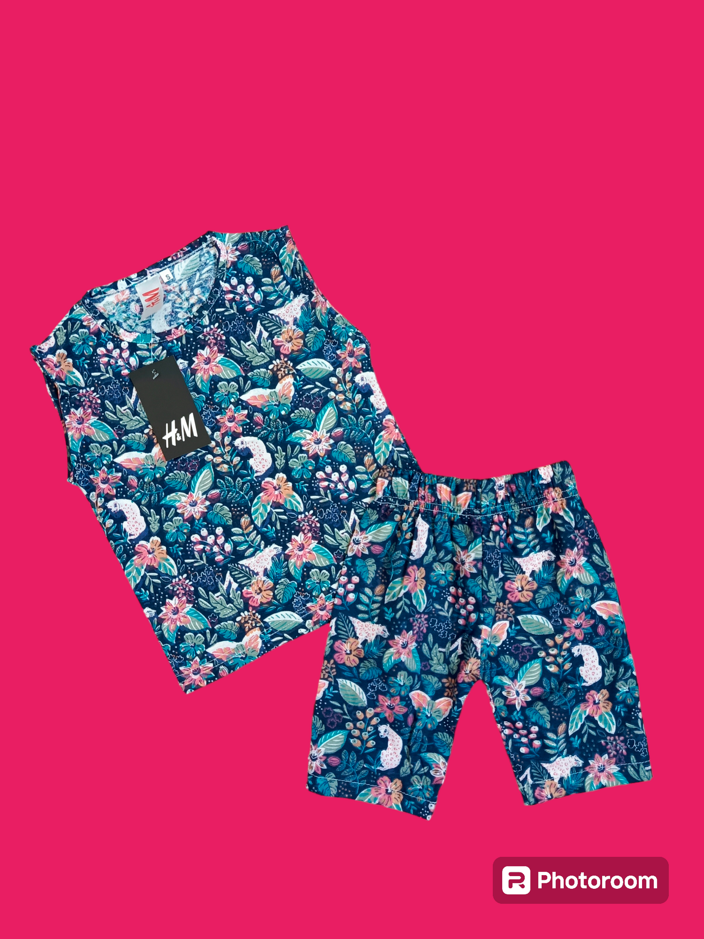 Aqua floral sando suit