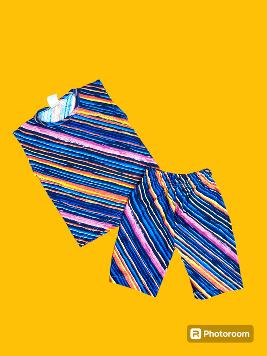 Multi stripes sando suit