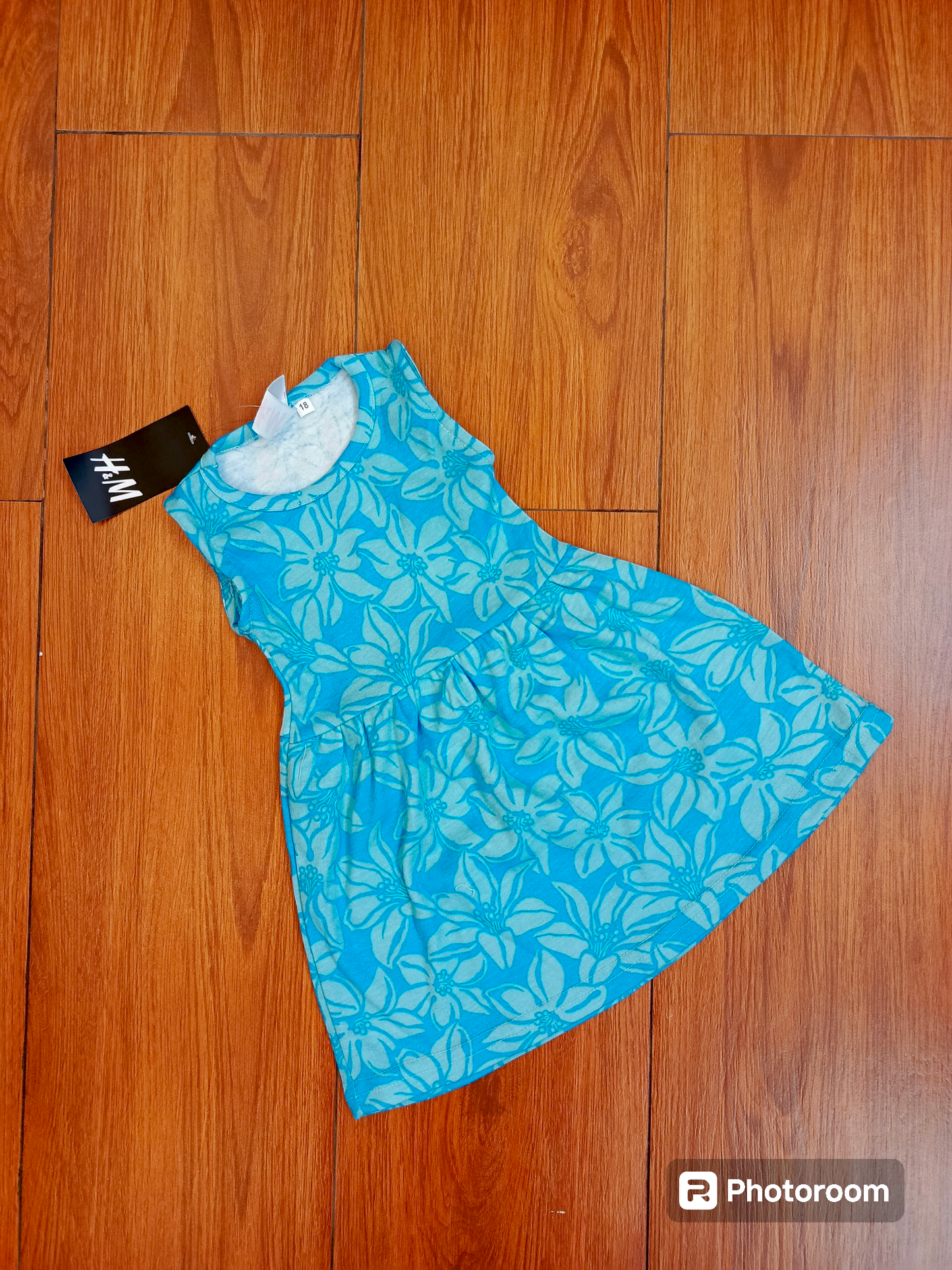 Sky blue flowers frock