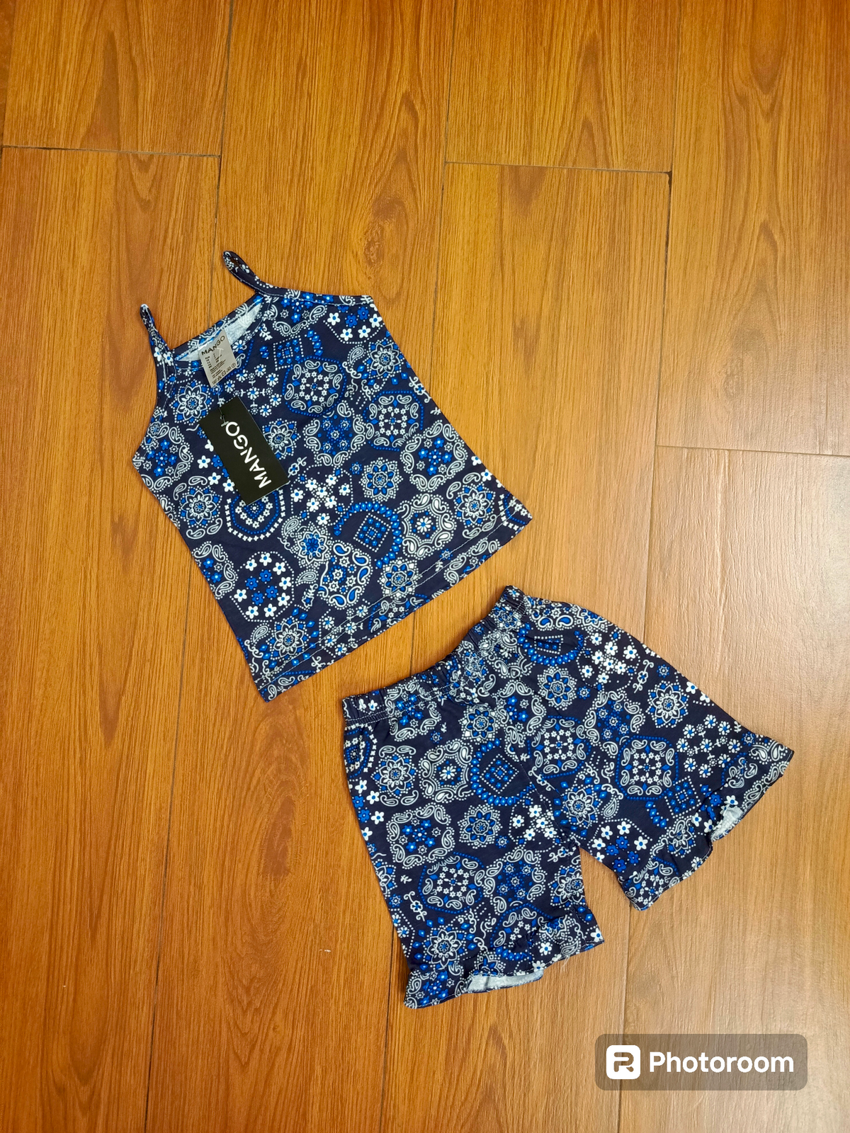 Blue white floral  tanktop set