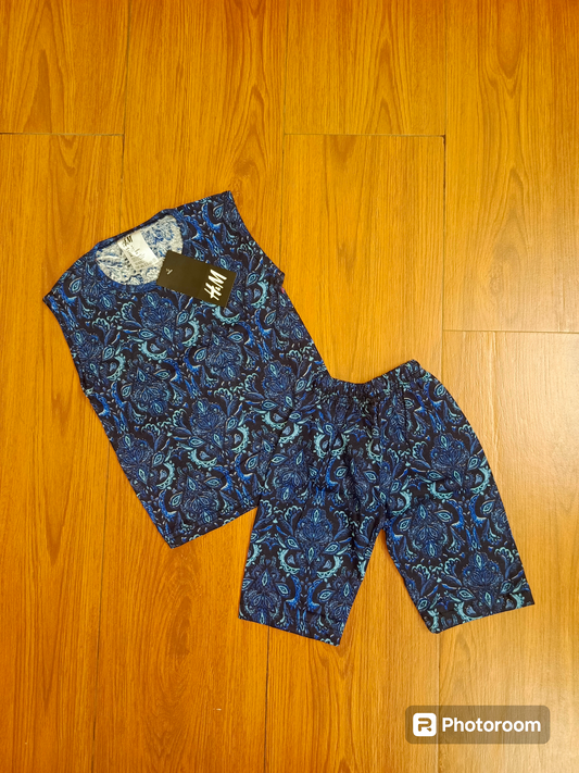 Blue mini floral sando suit