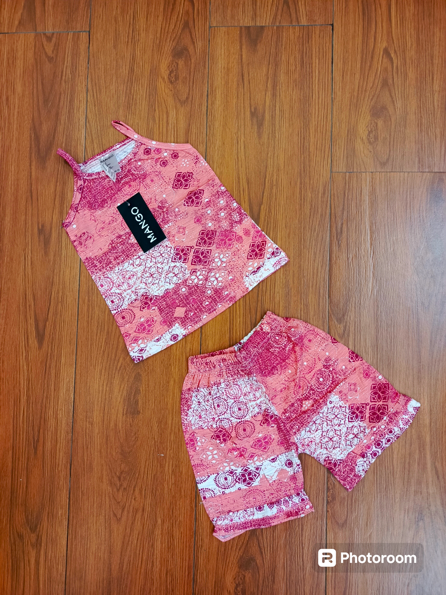 Peach floral tanktop set