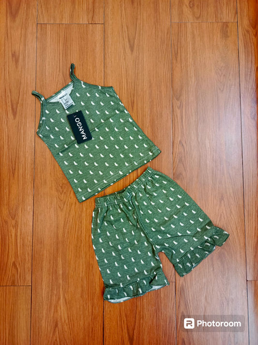 Green printed tanktop set