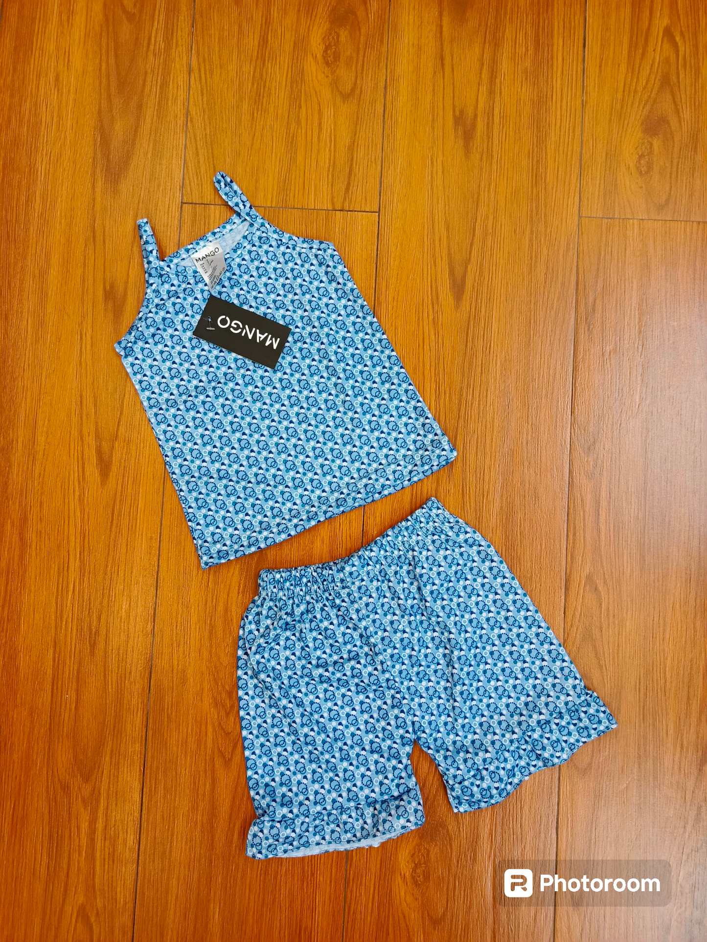 Mid blue printed tanktop set