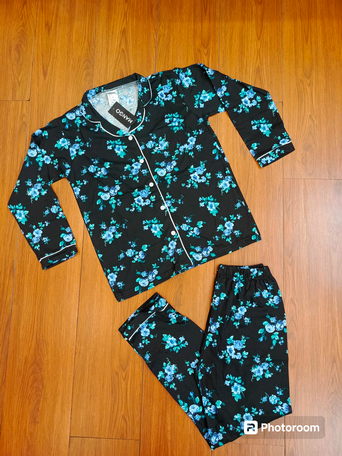 Black floral ladies pj's full sleeves