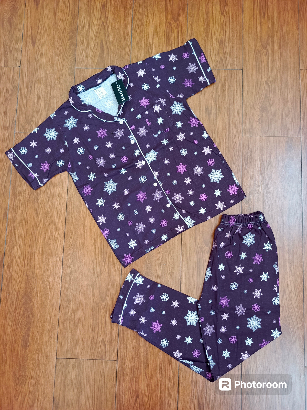 Purple floral ladies pj's half sleeves