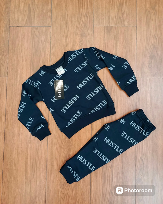 Hustle navy blue fleece tracksuit