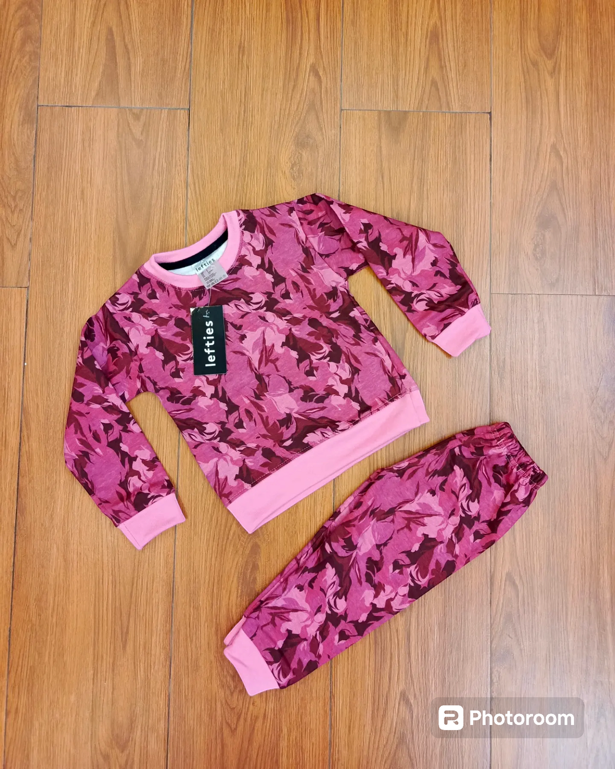 Pink floral baby tracksuit