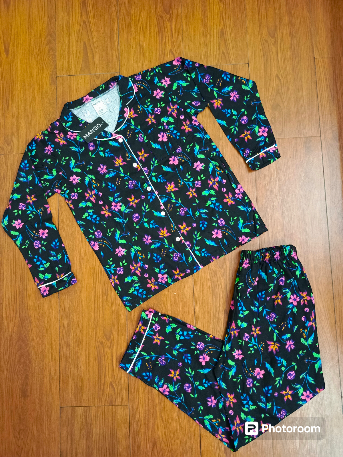 Black floral ladies pj's