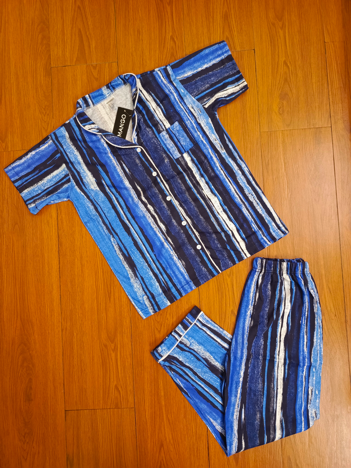 Blue stripes ladies pj's half sleeves