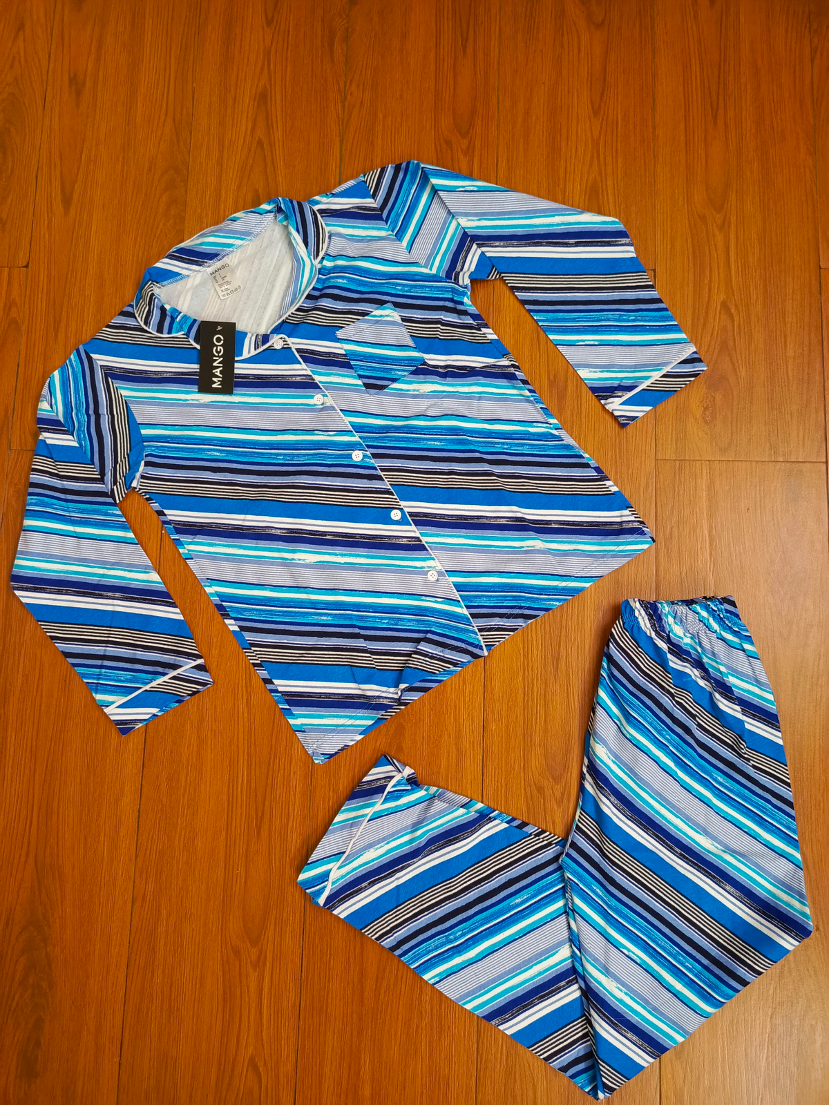 Blue multi stripes ladies pj's