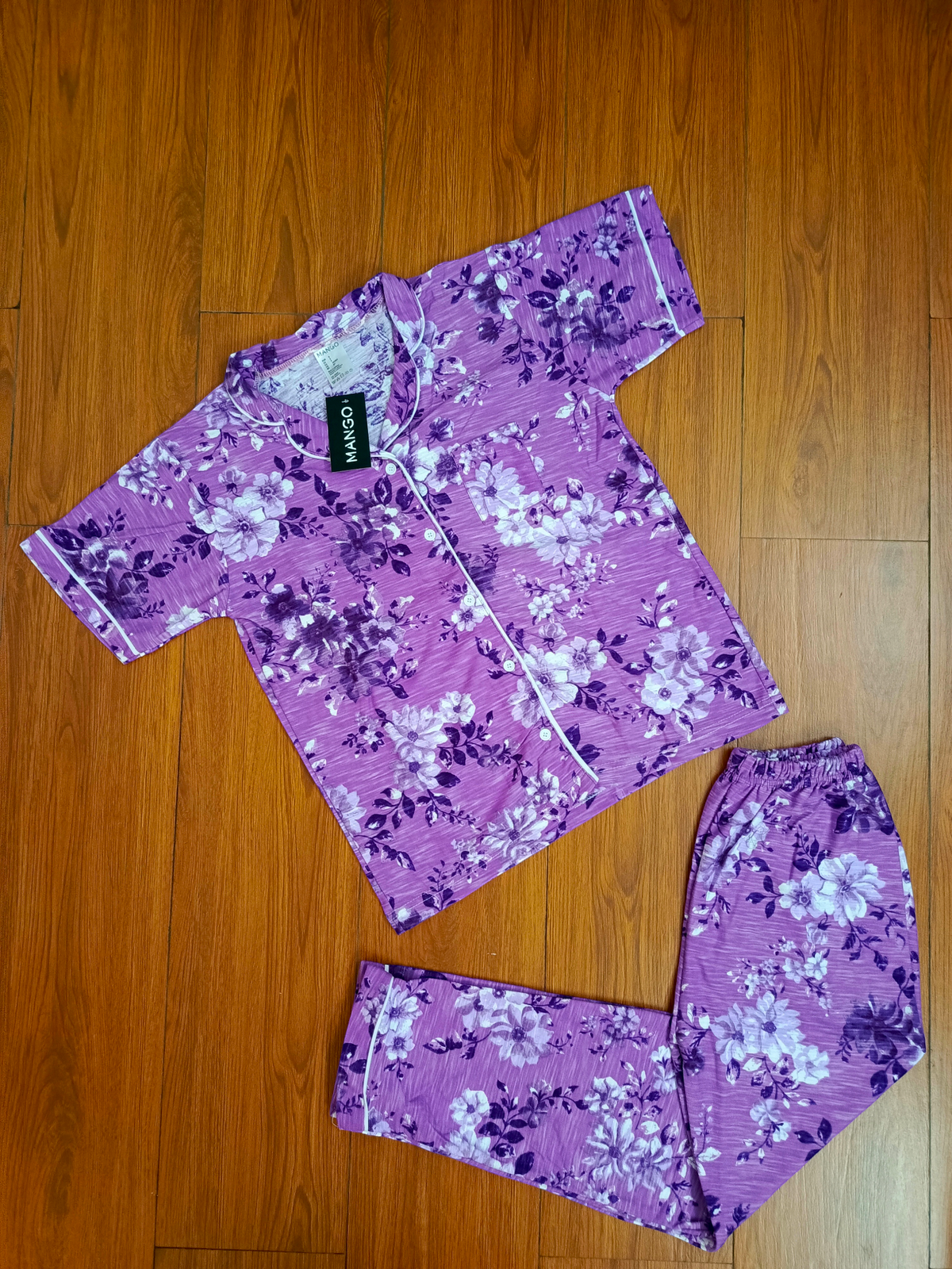 Purple flower ladies pj's half sleeves