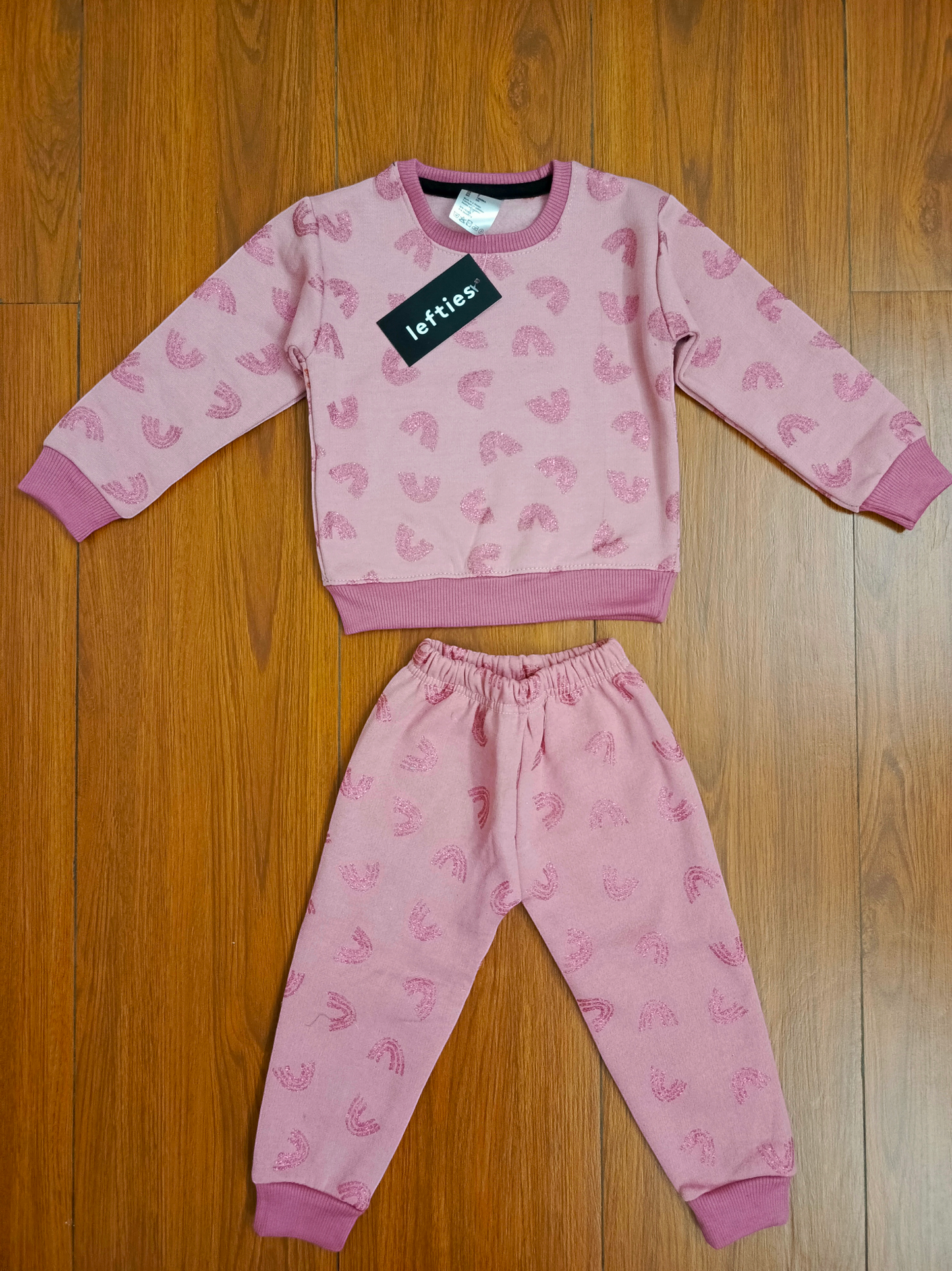 Pinky glitter fleece tracksuit