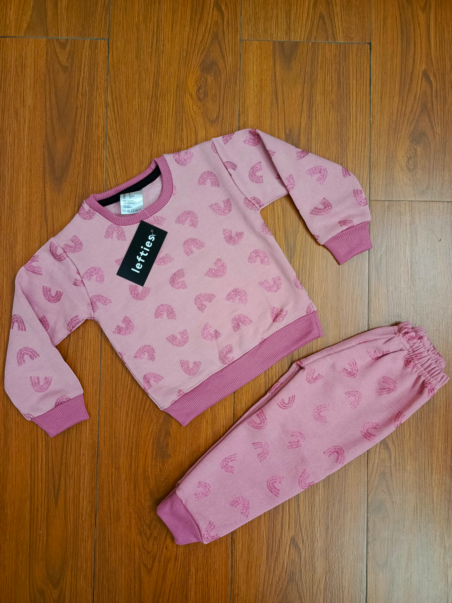 Pinky glitter fleece tracksuit