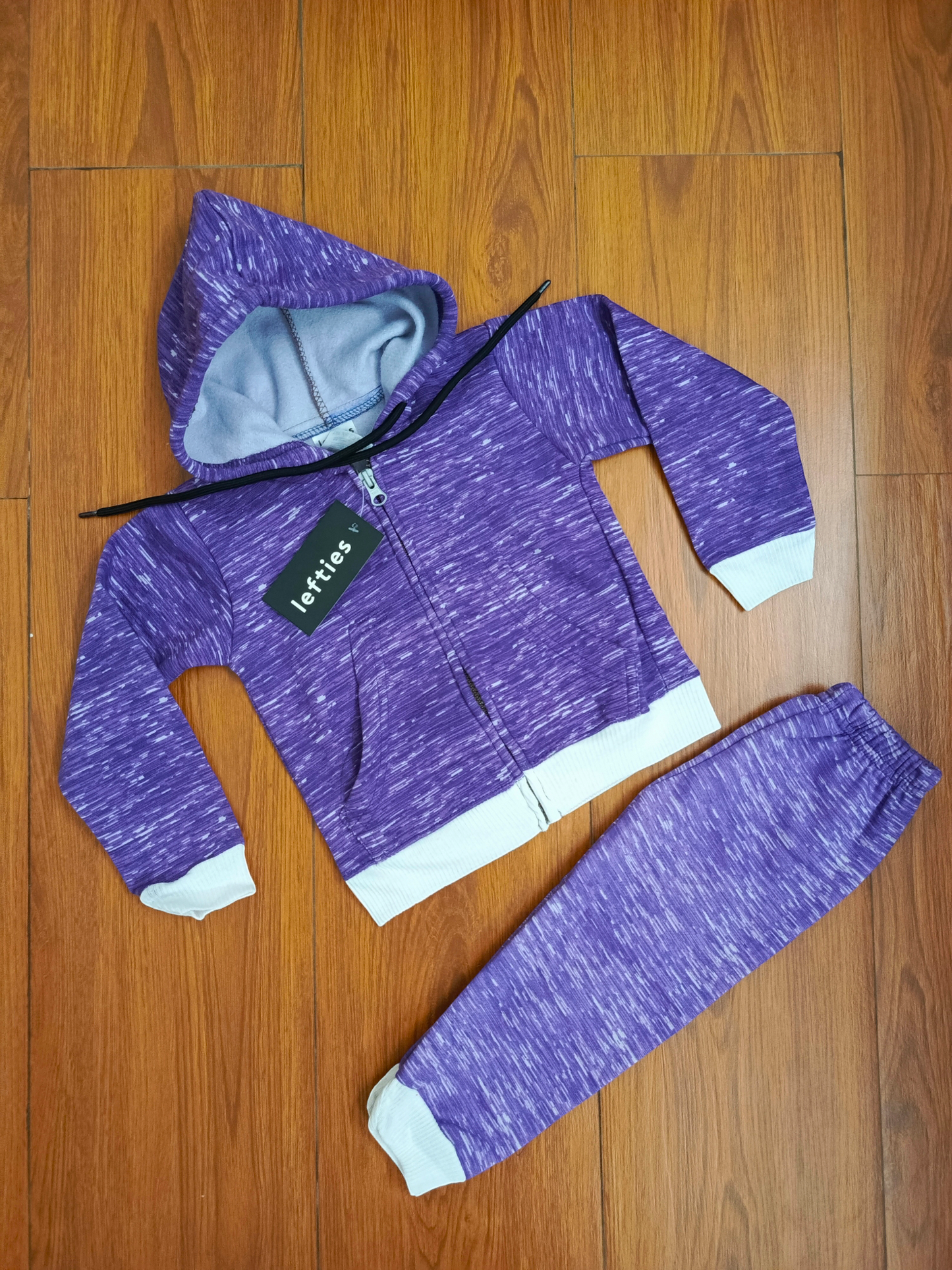 Purple 2 tone zipper hoodie tracksuit