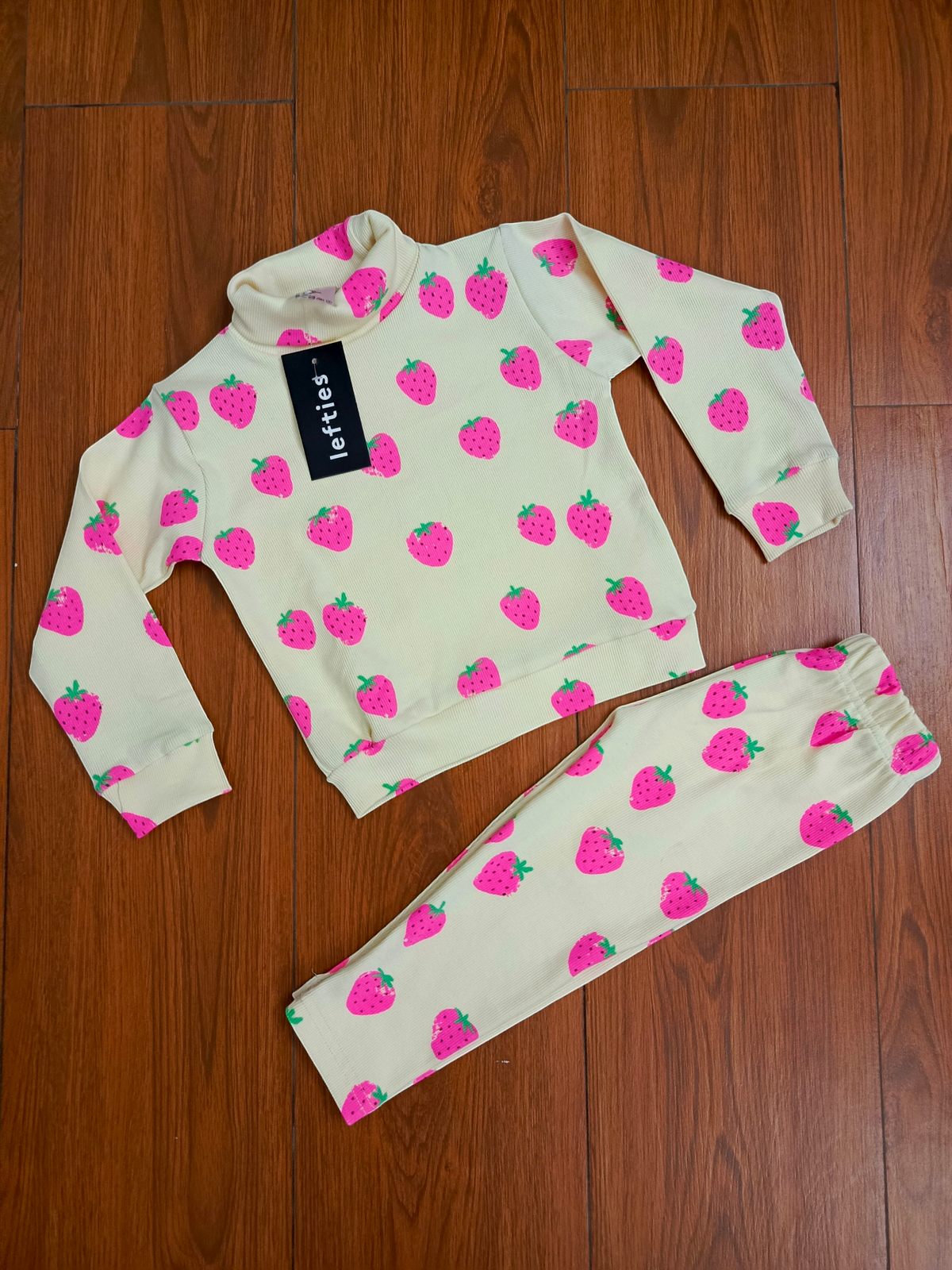 Cream strawberry  hineck tracksuit