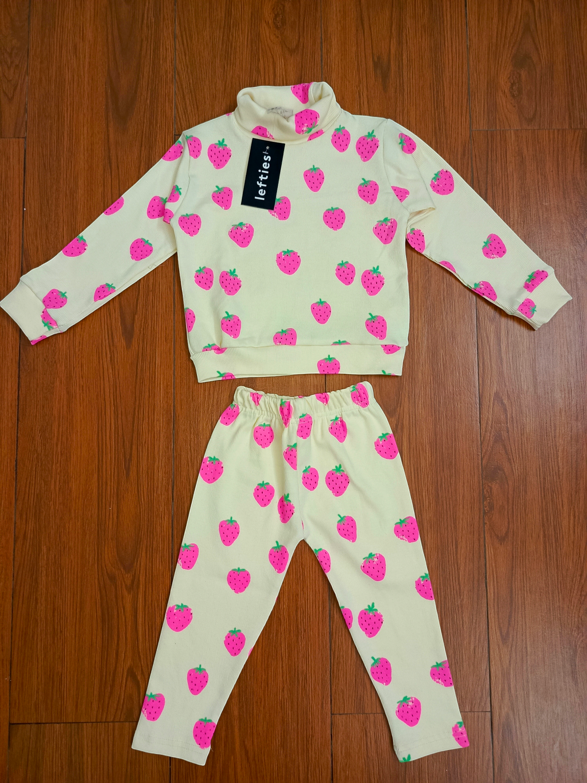 Cream strawberry  hineck tracksuit