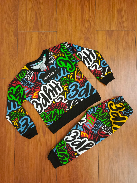 Multi hype printed kids tracksuit