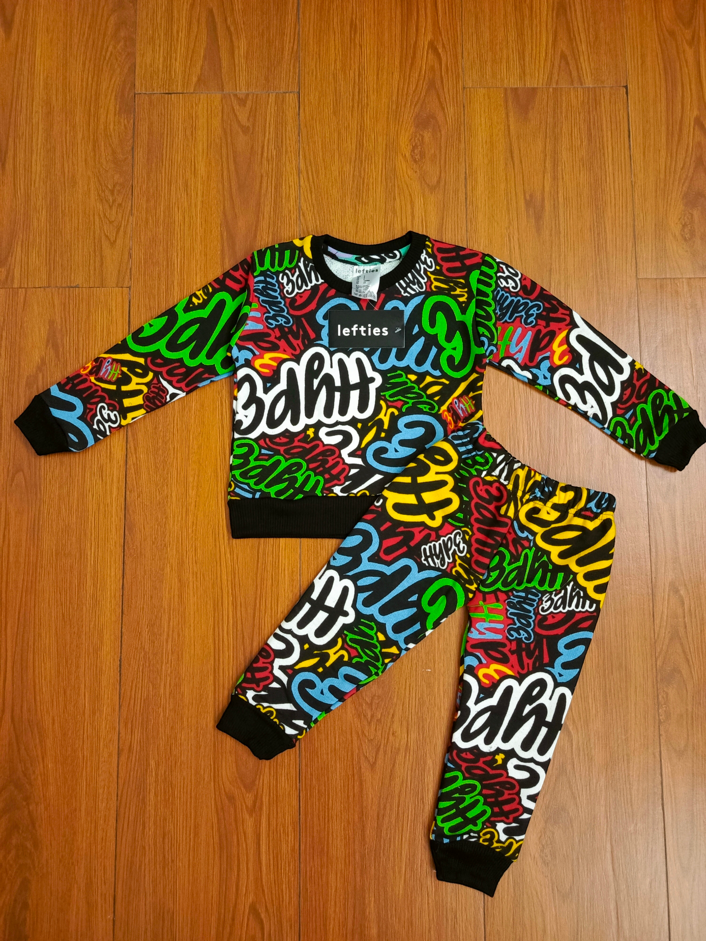 Multi hype printed kids tracksuit