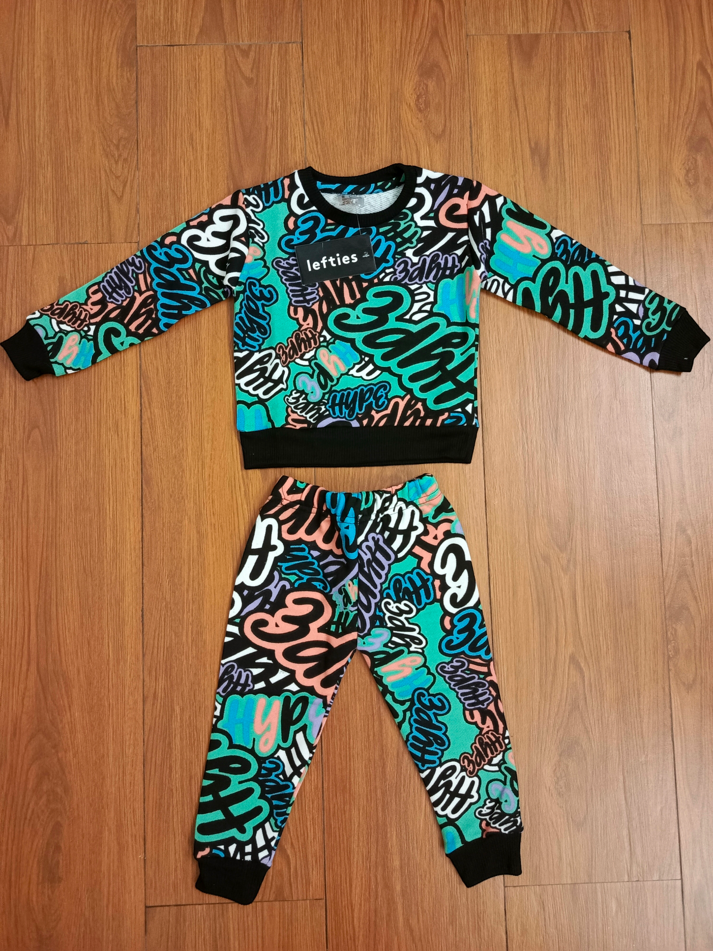 Aqua hype printed kids tracksuit