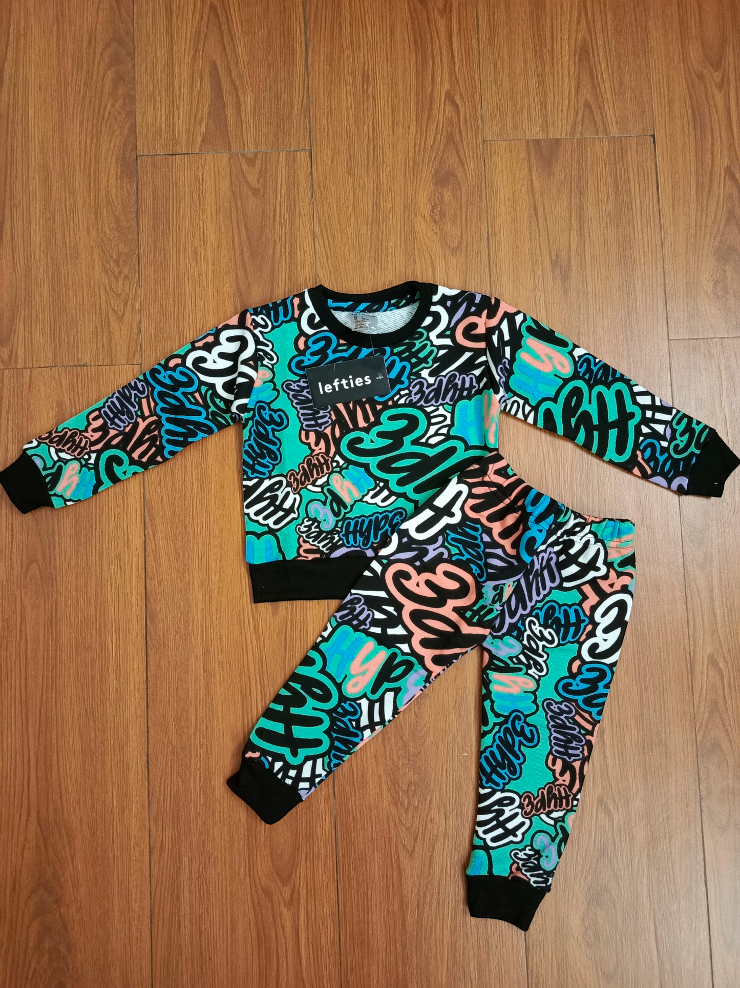 Aqua hype printed kids tracksuit