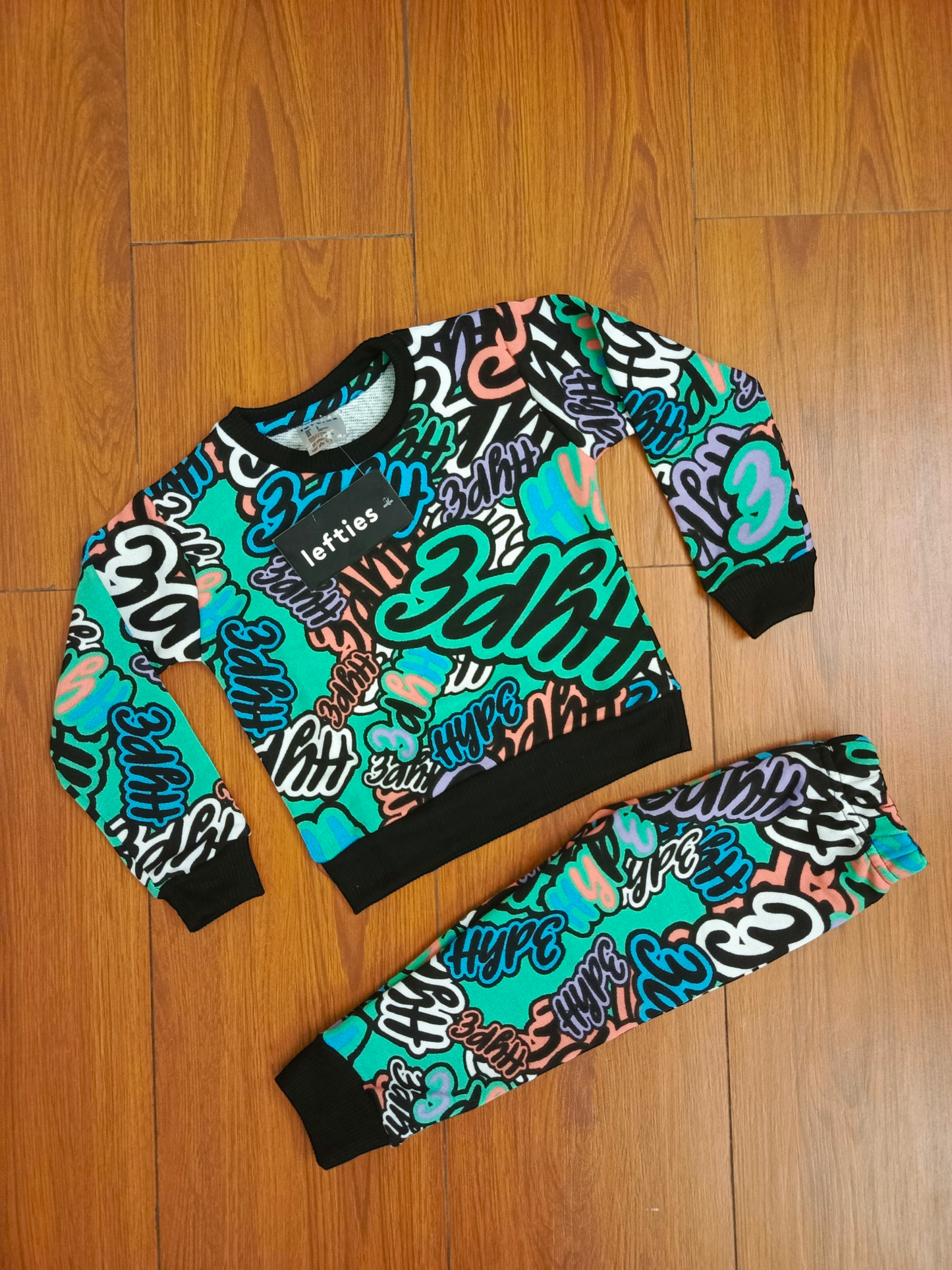 Aqua hype printed kids tracksuit