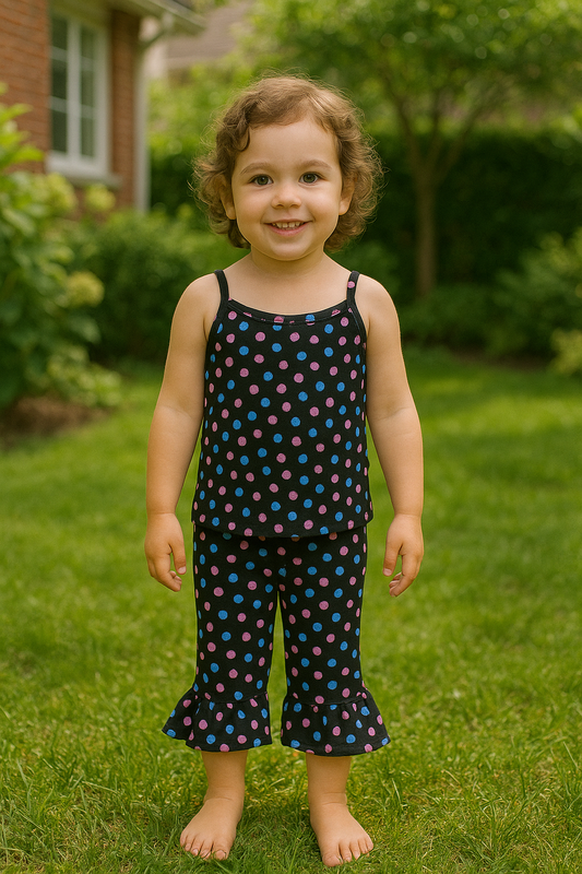 Black polka tanktop suit