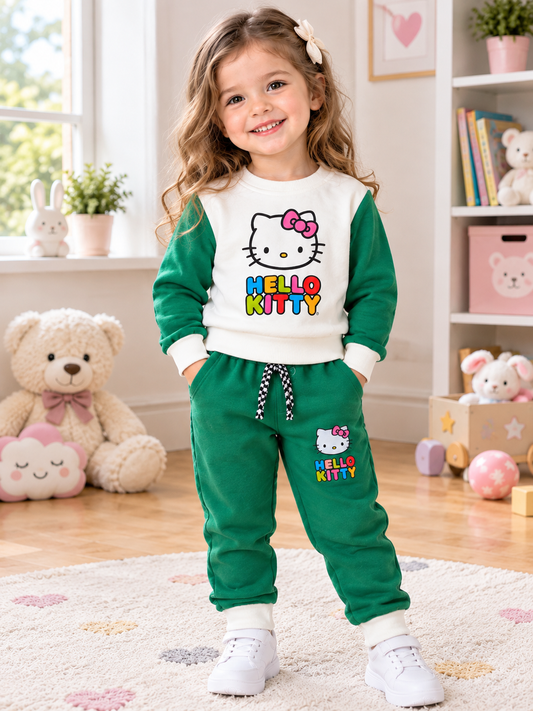Green & white hello kitty tracksuit