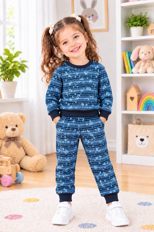 Blue floral kids track suit