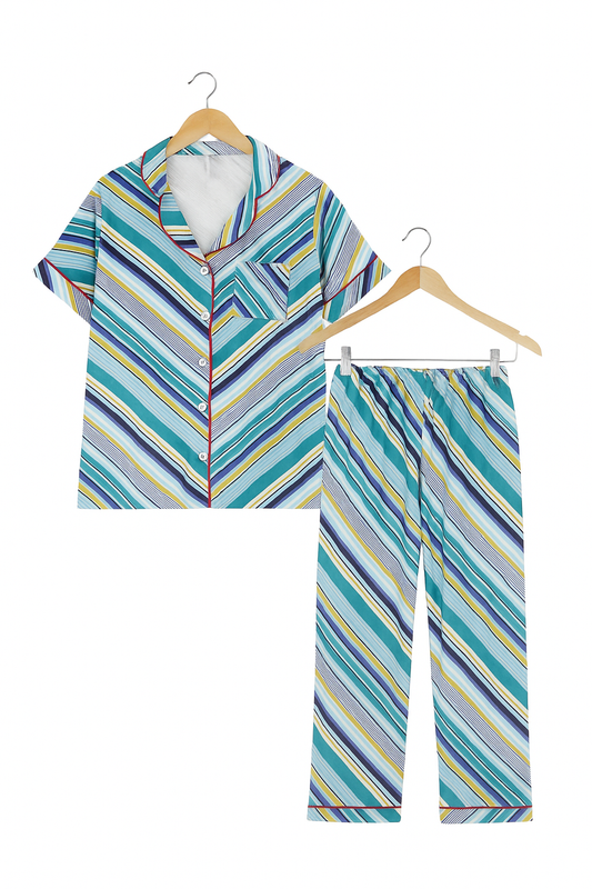Green stripes ladies pj's
