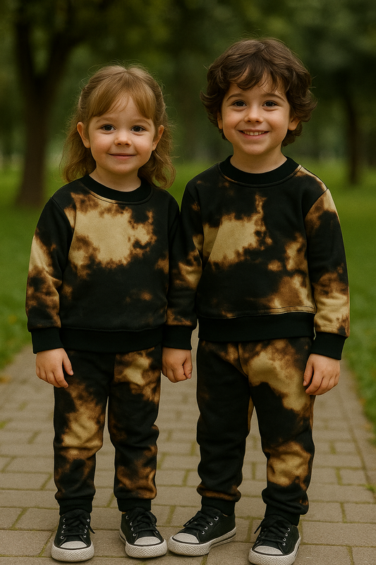 Black tye dye kids track suit