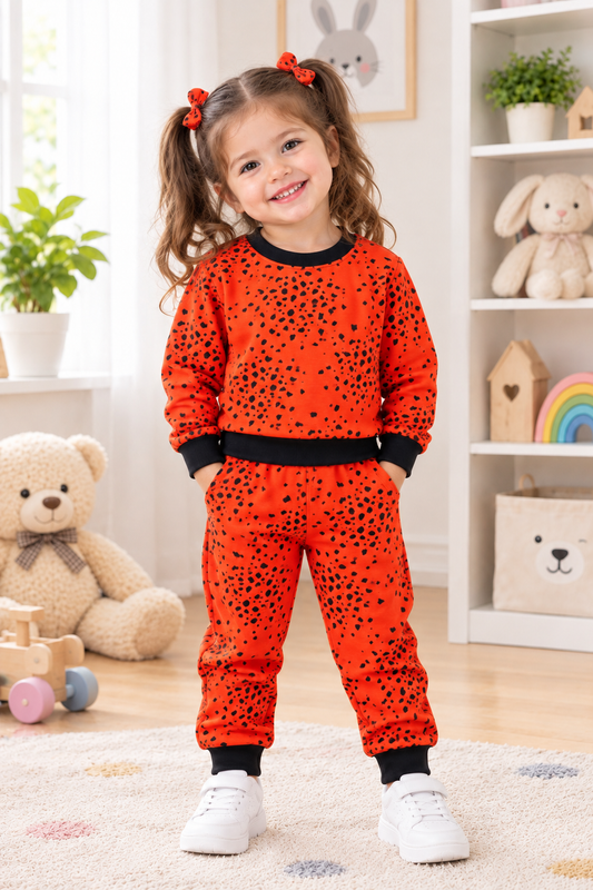 Orange polka kids tracksuit