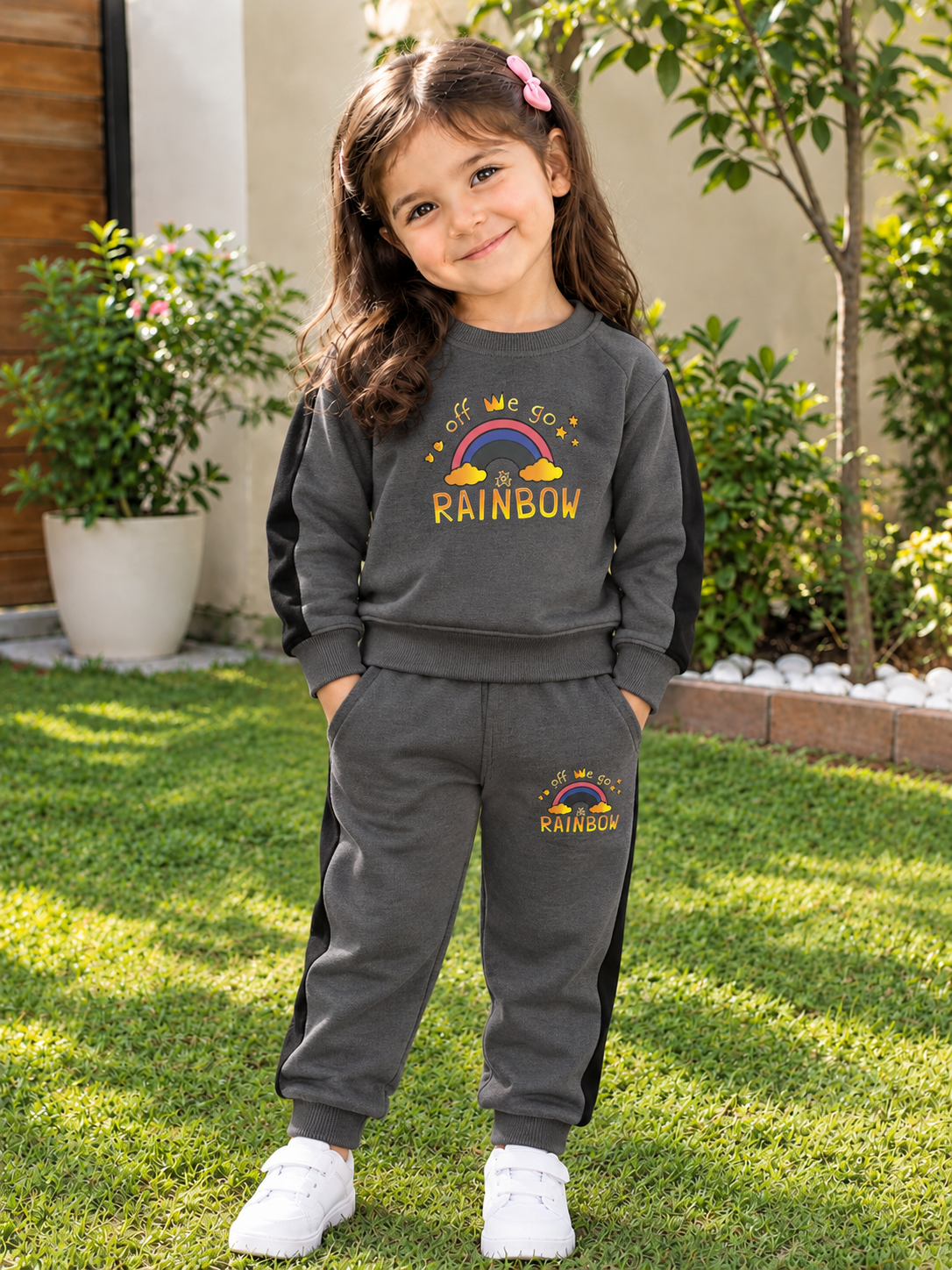 Rainbow print kids track suit