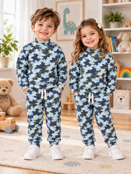 Navy camo hineck tracksuit