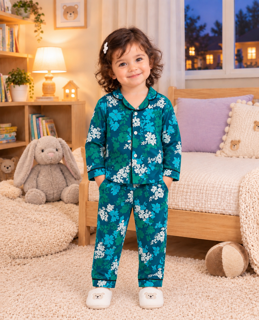 Green flower pj's kids