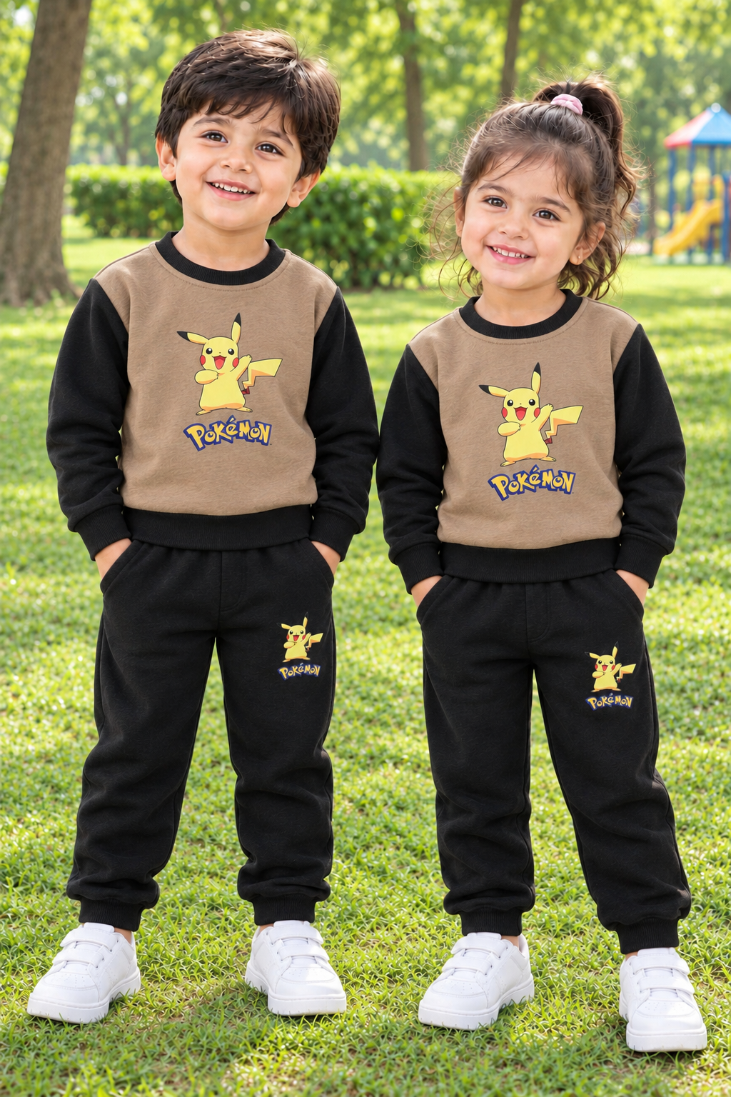 Black & brown pokemon kids tracksuit