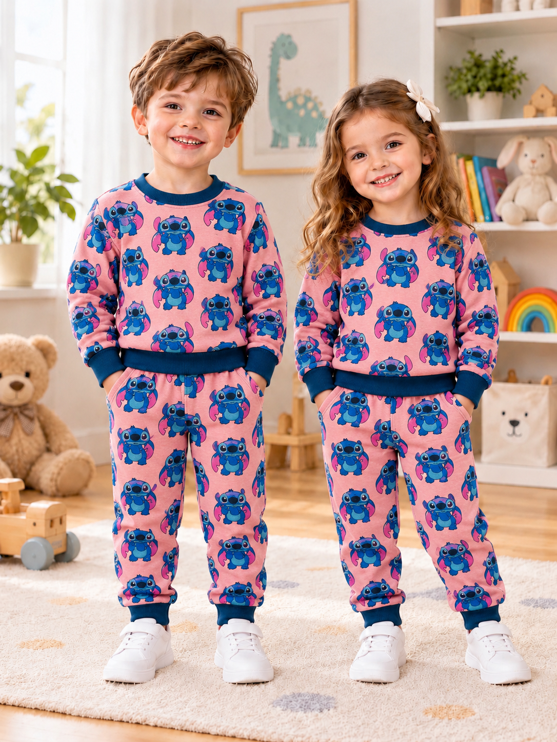 Peach cartoon kids track suit