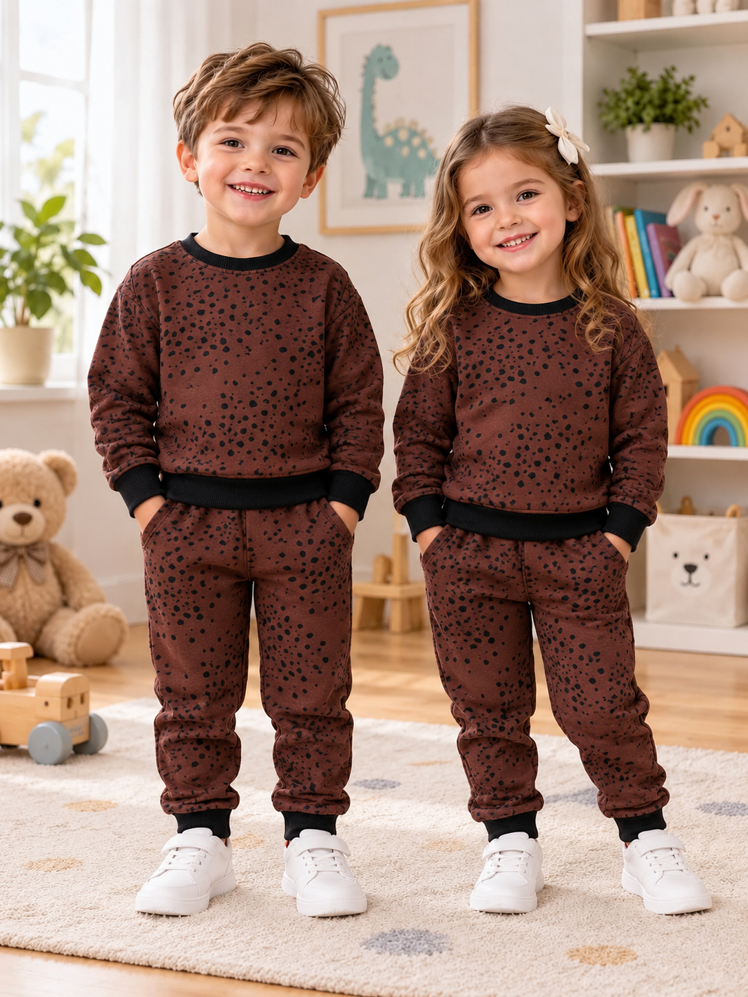 Brown polka kids track suit