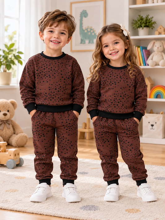 Brown polka kids track suit